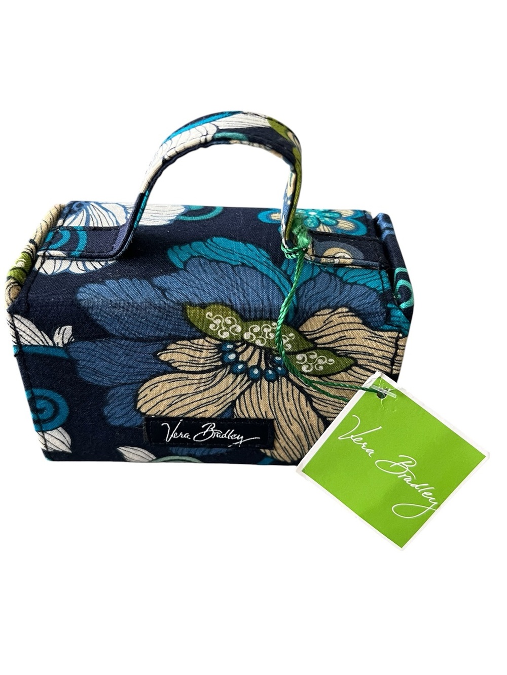 Vera Bradley Mini Hard-Case Travel Jewelry Box Purse - Retired Blue Bayou
